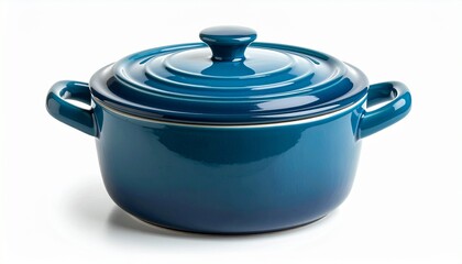 Blue Dutch oven with glossy finish and sturdy charm.