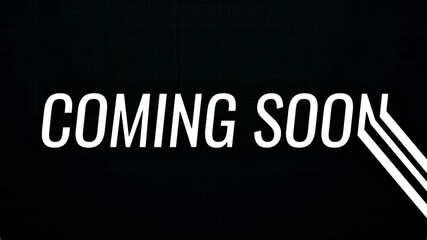 Dynamic 'Coming Soon' graphic for announcements, building anticipation for a future launch or important reveal, signaling new arrivals and upcoming events 4K Motion Animations