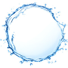 Blue water splash circle isolated on transparent background, perfect for freshness and eco-friendly design compositions.