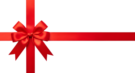 A simple red ribbon tied into a bow, isolated on transparent background