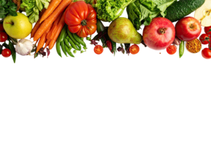 Colorful produce carrots, apples, tomatoes, greens abound