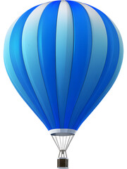 Naklejka premium Blue hot air balloon isolated on transparent background, perfect for travel and adventure design visuals..