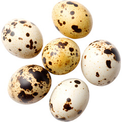Fresh quail eggs isolated on transparent background, perfect for farm, food, and nature visuals..