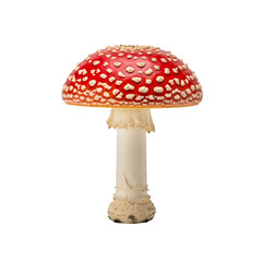 Obraz premium Vibrant red and white spotted mushroom, a striking natural specimen ready for educational and design projects.