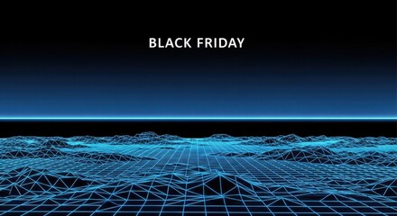 Black friday marketing sale event retro wireframe digital grid