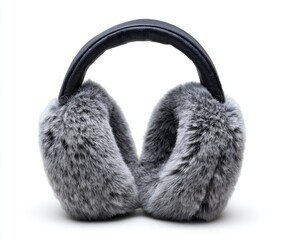 Gray faux fur earmuffs with a dark gray/black band