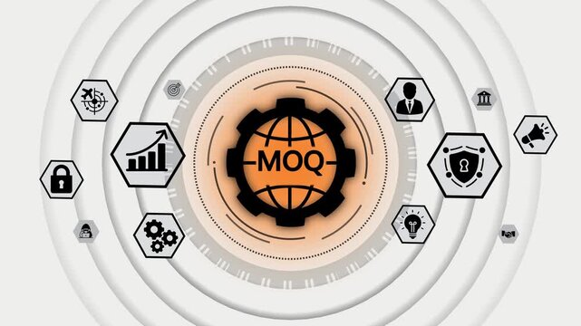 Business Strategy Global Network M O Q Concept Icons Technology Innovation Security Growth Marketing Collaboration