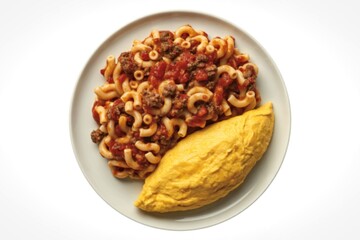 hearty elbow macaroni mixed with a rich, chunky tomato sauce
