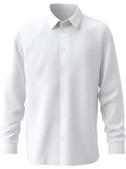 Men’s long sleeve white shirt isolated on transparent background, perfect for fashion and clothing visuals.