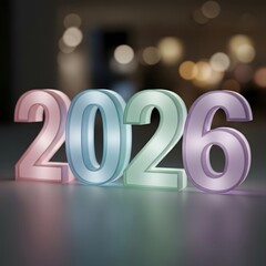 Illuminated 2026 numbers with bokeh background