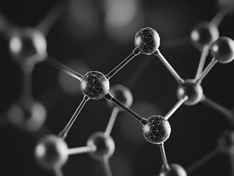 Abstract molecular structure showing interconnected atoms and data mesh - Powered by Adobe