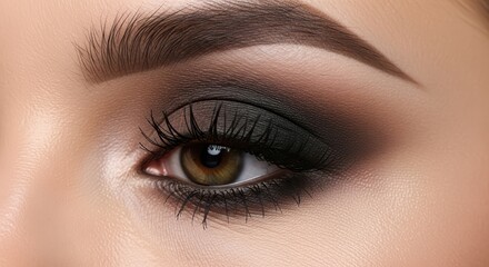 Fototapeta premium Close-up of female eye with dramatic smokey eye makeup