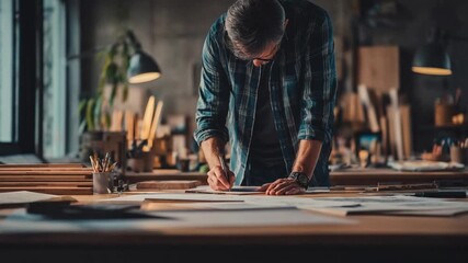 Artisan's Atelier: Capturing a skilled artisan meticulously working at his craft, deeply focused on the intricate details of his design, within a workshop filled with tools and inspiration.