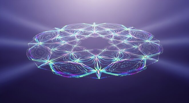 Geometric energy field animation with glowing rings and futuristic holographic light motion