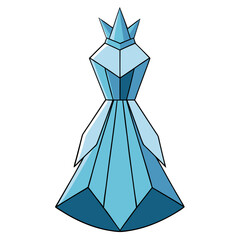 Stylized geometric ice queen dress with crown illustration