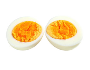 Two halves of a hard-boiled egg