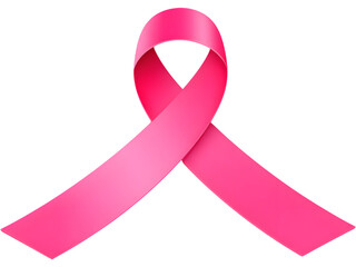 Pink breast cancer awareness ribbon isolated on transparent background, perfect for health and charity visuals..