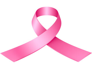 Pink breast cancer awareness ribbon isolated on transparent background, perfect for health and charity visuals..