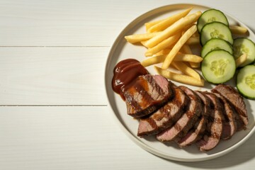 grilled beef steak slices