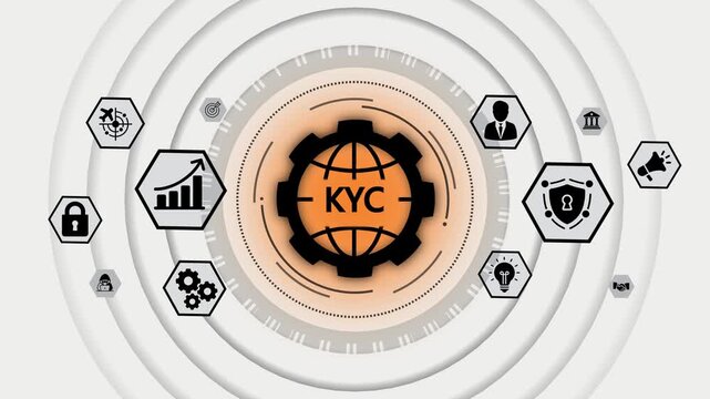 K Y C compliance verification global network security digital identity verification process financial technology concept business security solutions