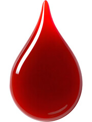 Obraz premium Red liquid drop isolated on transparent background, perfect for medical, drink, or art visuals..