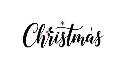 Elegant calligraphy christmas text with subtle festive embellishments and snowflakes