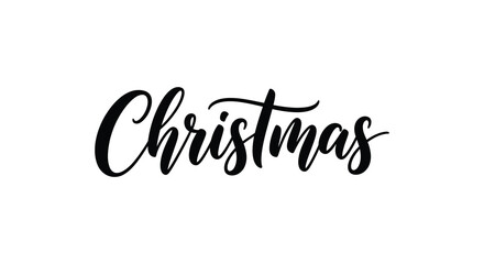 Elegant handwritten script text christmas word with a festive brush stroke effect
