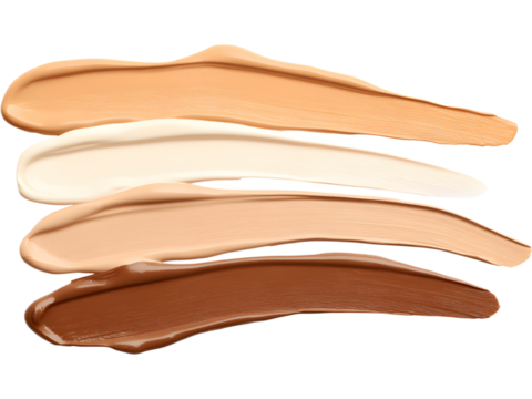 Streaks of liquid foundation isolated on transparent background, ideal for beauty and cosmetic visuals..