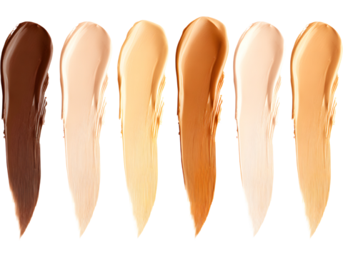Streaks of liquid foundation isolated on transparent background, ideal for beauty and cosmetic visuals..