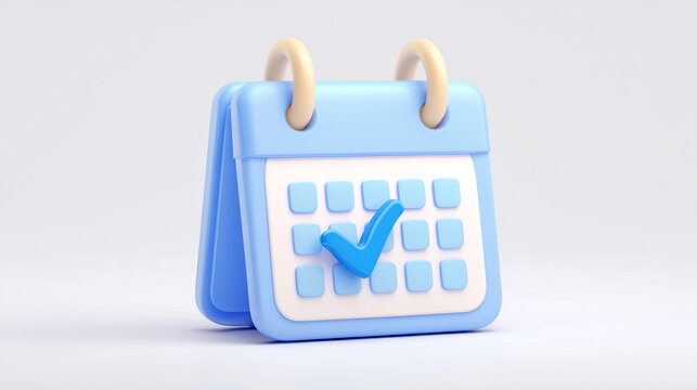 A blue calendar with a check mark on one of the days