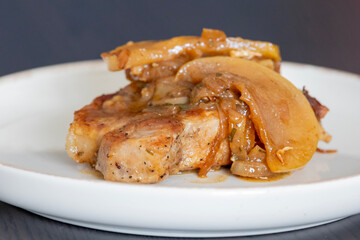 juicy pork chops with caramelized onions and apples fall meal