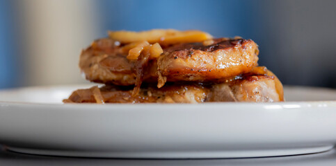 juicy pork chops with caramelized onions and apples fall meal