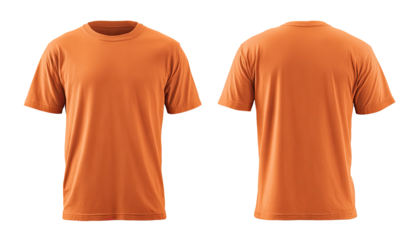 Plain orange tee, front & back views on a black background