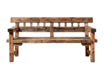 Rustic wooden bench with weathered texture against dark void