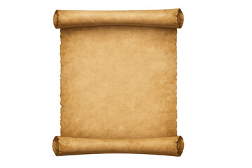 Scrolling parchment paper document with blank copy space, ancient brown vintage manuscript for education or history concept