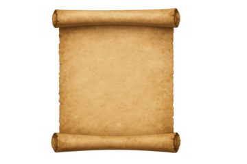 Scrolling parchment paper document with blank copy space, ancient brown vintage manuscript for education or history concept