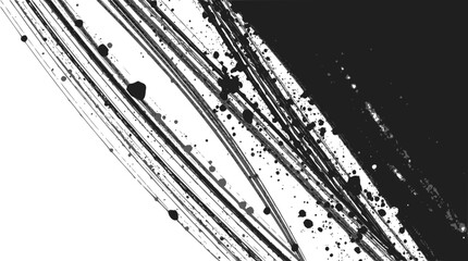 Obraz premium Abstract black and gray ink brush strokes with splatter isolated on