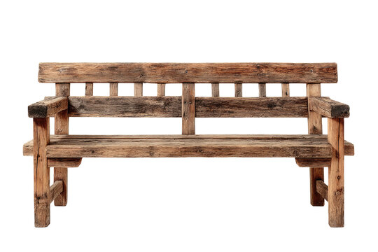 Rustic wooden bench with weathered texture against dark void