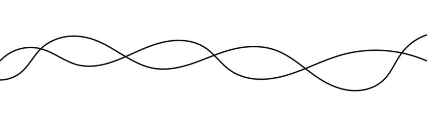 Thin black wavy lines. Geometric pattern of curved black lines. Vector illustration.