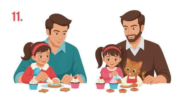 Baking with Daddy: In a sweet tableau of family bonding, a father and daughter share a tender moment of baking, creating delectable treats and joyful memories together. 