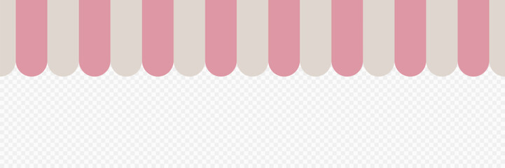 Pink awnings for shop. Striped shop tent seamless pattern. Vector © Tatiana