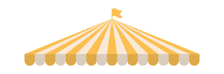 Yellow striped circus tent with a flag.  Vector © Tatiana