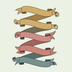 Obraz premium Vintage Hand-Drawn Ribbon Banner Set
