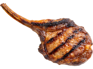 Grilled tomahawk steak isolated on transparent background, perfect for barbecue and meat visuals..