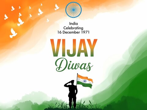 Commemorating vijay diwas with indian flag and soldier saluting