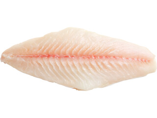 Top view of haddock fillet isolated on transparent background, perfect for seafood and healthy food visuals..