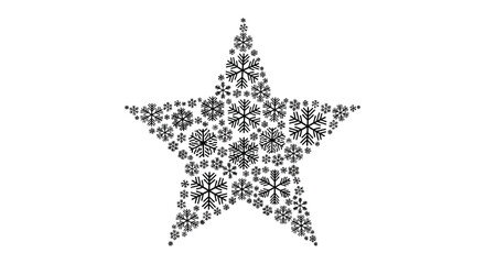 Intricate star shape composed entirely of detailed snowflakes and geometric patterns