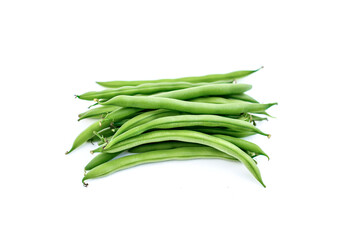 Fresh green beans isolated on white background