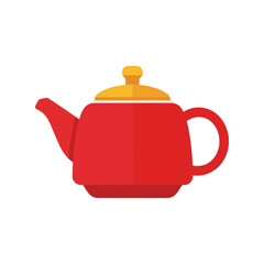 Red teapot with yellow lid flat design isolated on white background simple illustration isolated on white background, Vector