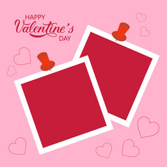 Pink photo frame couple design Valentine's day romantic card with photos